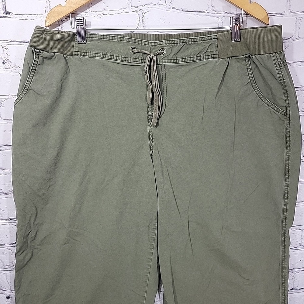 Lane Bryant Capri Pants Womens 18 Olive Army Green Drawstring Garden Casual - Picture 2 of 9
